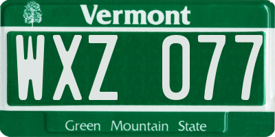 VT license plate WXZ077