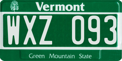 VT license plate WXZ093