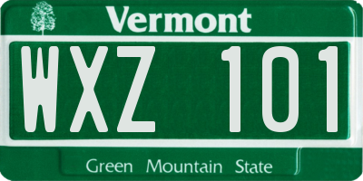 VT license plate WXZ101