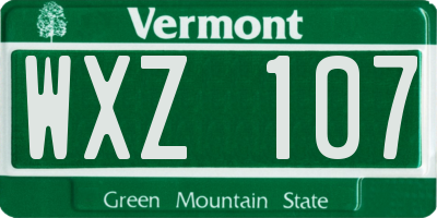 VT license plate WXZ107