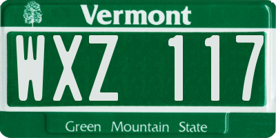 VT license plate WXZ117