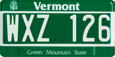 VT license plate WXZ126