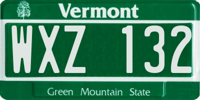 VT license plate WXZ132