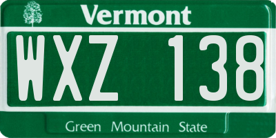 VT license plate WXZ138