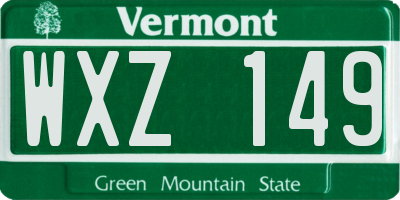 VT license plate WXZ149