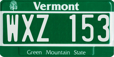 VT license plate WXZ153