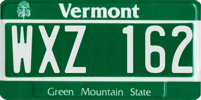 VT license plate WXZ162