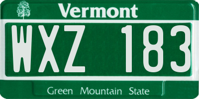 VT license plate WXZ183