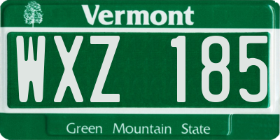 VT license plate WXZ185