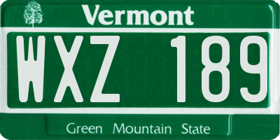 VT license plate WXZ189
