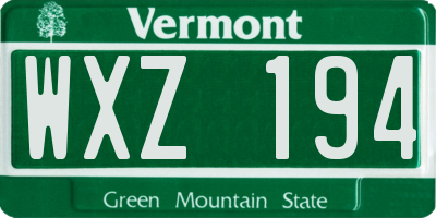 VT license plate WXZ194