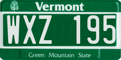 VT license plate WXZ195