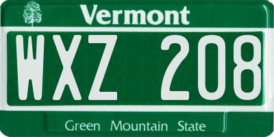 VT license plate WXZ208