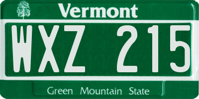VT license plate WXZ215
