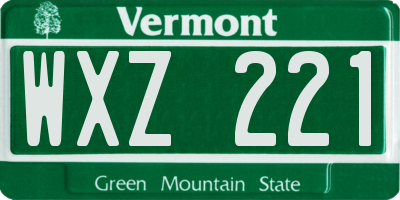 VT license plate WXZ221