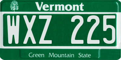 VT license plate WXZ225
