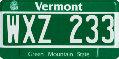 VT license plate WXZ233