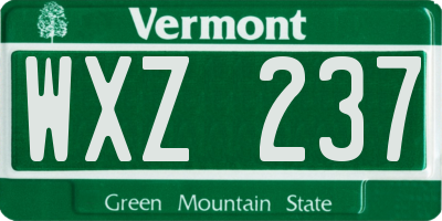 VT license plate WXZ237