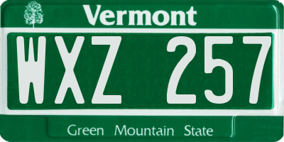 VT license plate WXZ257