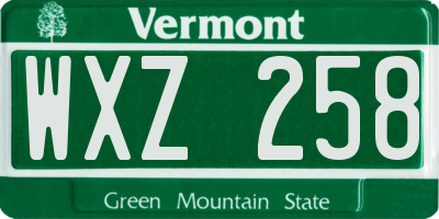 VT license plate WXZ258