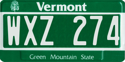 VT license plate WXZ274