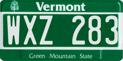 VT license plate WXZ283