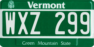VT license plate WXZ299