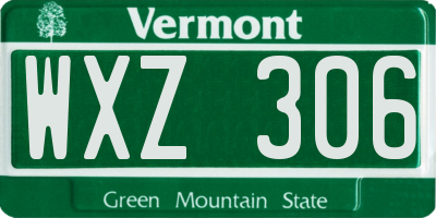 VT license plate WXZ306