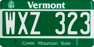 VT license plate WXZ323