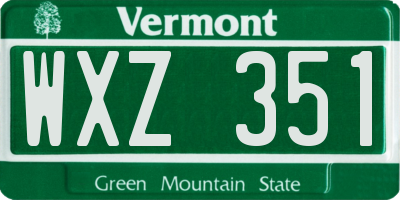 VT license plate WXZ351