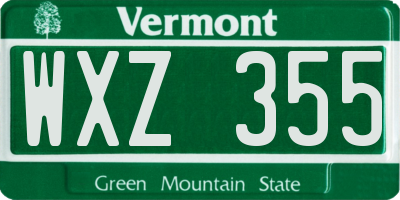 VT license plate WXZ355