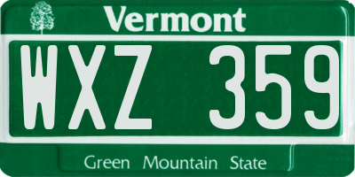 VT license plate WXZ359