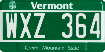 VT license plate WXZ364