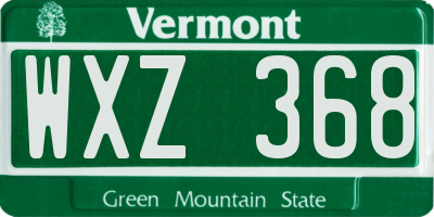 VT license plate WXZ368