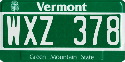 VT license plate WXZ378