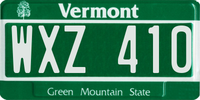 VT license plate WXZ410