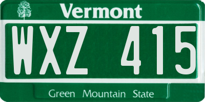 VT license plate WXZ415