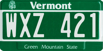 VT license plate WXZ421