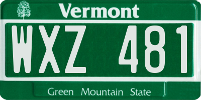 VT license plate WXZ481