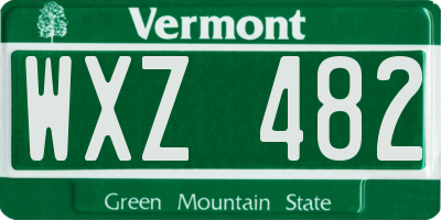 VT license plate WXZ482