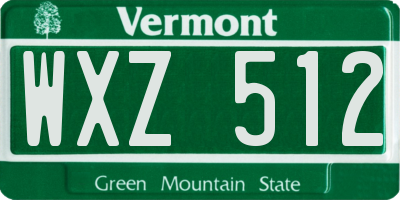 VT license plate WXZ512
