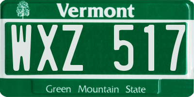 VT license plate WXZ517