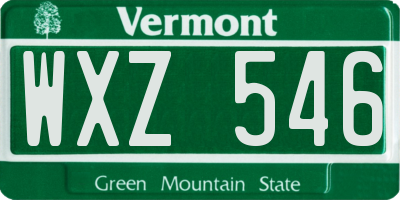 VT license plate WXZ546