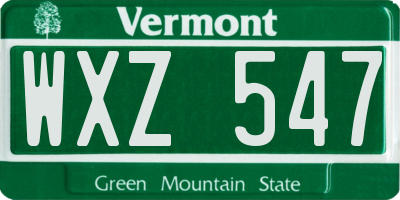VT license plate WXZ547