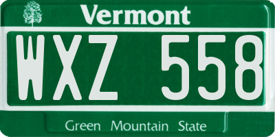 VT license plate WXZ558