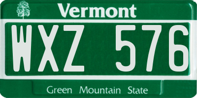 VT license plate WXZ576