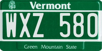 VT license plate WXZ580