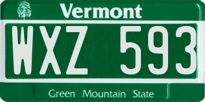 VT license plate WXZ593