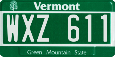 VT license plate WXZ611
