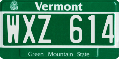 VT license plate WXZ614